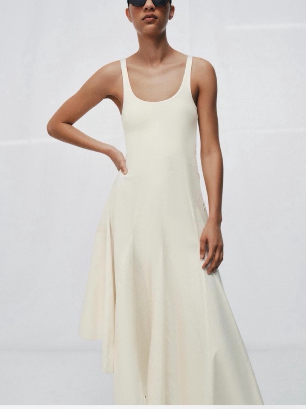 Zara Cream Scoop-Neck Maxi Dress